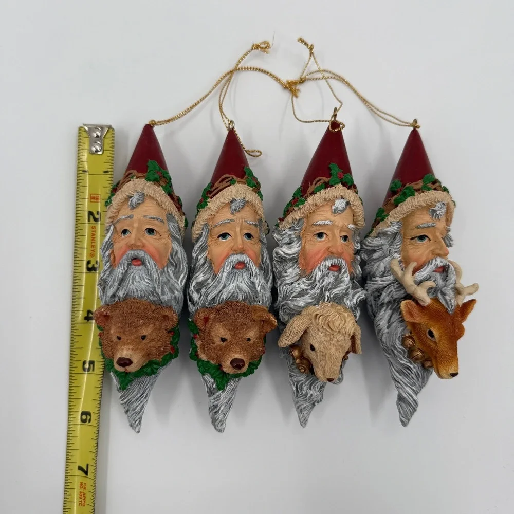 Vintage Santa Clause Ornament Lot Of 4 Bear Lamb‎ Deer